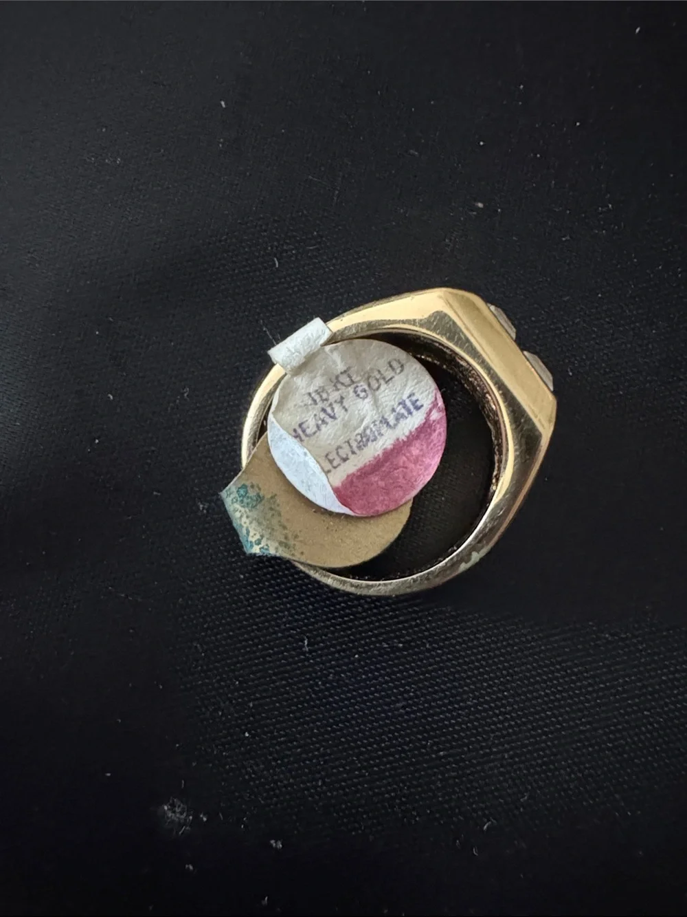 18K Heavy Gold Electroplated Men's Ring w 4 Square Crystal Accents - Size 8 & 11